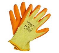 Amtech N2352 Rubber Palm Coated Builders Gloves Medium (Size 8), Certified Quality for Heavy Duty Tasks, Yellow/Orange