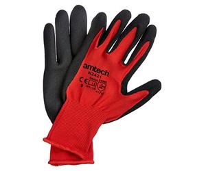 Amtech N2421 Nitrile Performance Work Gloves Large (Size 9), Certified Quality for DIY, Gardening and Maintenance, Red/Black, Size 9