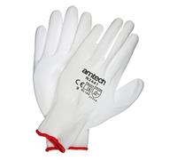 Amtech N2441 Light Duty PU Coated Work Gloves Large (Size 9), Certified Quality for Craft, Assembly and Packing, White