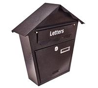 Amtech Post Box, Black, Durable Pressed Steel with Waterproof Epoxy Coating and Locking Door, for Secure Home or Office Mail Collection.