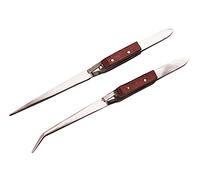 Amtech R0380 2 Piece Wooden Handle tweezer Set
