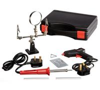 Amtech S1740 Soldering Kit With 30W Soldering Iron, 10W Glue Gun, 2 Glue Sticks, 1 Magnifier And A Storage Case