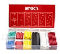 Amtech S6203 Heat Shrink Wrap Assortment, 6 Colours and 7 Different Size Heat Shrink Tubes, 600V Rated, 127 pieces plus Storage Case