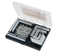 Amtech S6235 Bracket Repair Set With Assorted Angle Brackets And Flat Brackets For Wood, Plus Pozi Screws, 180Pc
