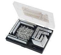 Amtech S6235 Bracket Repair Set with Assorted Angle Brackets and Flat Brackets for Wood, Plus Pozi Screws, 180pc