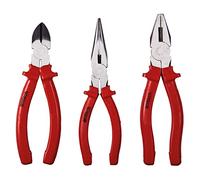 Am-Tech Plier Set B0850 - Drop-Forged Steel for Wires, Cables & Rubber Anti-Slip Handles (3-Piece)