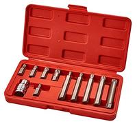 Amtech - Spline Bit & Socket Set, Chrome Vanadium Steel, high-Grip Profile for Stubborn/Worn Fasteners, Heavy-Duty case (11pc)