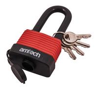 Amtech T0765 50mm Long Shackle Weatherproof Padlock, Outdoor Padlock, Wide Range Of Security Applications