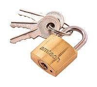 Amtech T0800C 20mm Solid Brass Padlock, Small Padlock with Keys for Luggage, Lockers, Toolboxes, Cupboards or Sports Bags