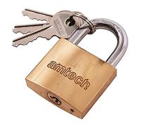 Amtech T1200C 38mm Solid Brass Padlock, Small Padlock with Keys for Luggage, Lockers, Toolboxes, Cupboards or Sports Bags