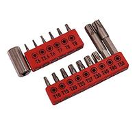 Amtech - Torx Bit Set, Chrome Vanadium Steel, Standard & Security Tamper-Proof Profiles, Power-Tool Ready in Compact Case, 16pc