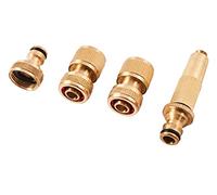 Am-Tech Brass Hose Fitting Set U2520 - 4pc Includes Spray Nozzle & Threaded Tap Connector
