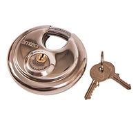 Am-Tech Disc Padlock W4250 90mm - Heavy-duty Corrosion-Resistant Stainless Steel, 2 Keys