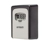 Amtech Wall Mounted 4-Digit Key Storage Box - Weather-Resistant Outdoor Key Safe with Resettable Combination and Fixing Kit