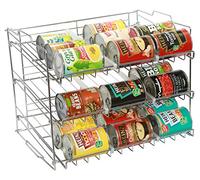 Amtido 3 Tier Stackable Can Rack Holder - Kitchen Organiser for Canned Goods - Chrome Finish