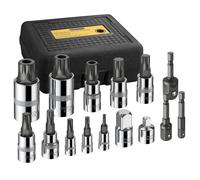 AMTOVL 15-Piece Triple Square Spline Bit Socket Set - S2 Alloy Steel & 50BV30 CRV XZN Bits - Includes 1/4", 3/8", 1/2" Drive Sizes (4,5,6,8,9,10,16,18mm) with Adapter - Fit for Automotive & DIY