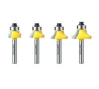 AMTOVL 4 PCS Round Over Router Bit Set - 1/4" Shank Round Over Edging Router Bit Set, 1/8", 3/16", 1/4", 5/16" Radius