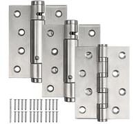 AMTOVL Door Hinges, 3Pcs 4" Fire Rated Door Hinges Self Closing Adjustable Spring Hinge Single Action Stainless Steel Polished Chrome - 2 Spring Hinge and 1 is Not with Screws and Pin