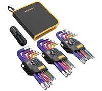 AMTOVL Hex Keys Set, 27PCS Allen Key Set & Star Key Set, Metric Imperial Extra Long Ball End Hex Key Set with Color Coding with T-Handle for Bicycle Repair Household DIY