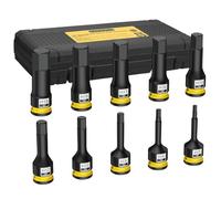 AMTOVL Impact Hex Bit Socket Set - 1/2" Drive, S2 Steel, 10PCS Hex Driver Bit, Allen Bit Socket 5-19MM with Storage Case for Professional Mechanic and Auto Repair
