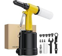 AMTOVL Pneumatic Rivet Gun, 3917 LBF Air Hydraulic Pop Riveter | For 3/32"-1/4" Blind Rivets, Heavy Duty Air Rivet Gun with 5 Nosepieces, NPT 1/4" Air Inlet for Automotive & Metal Work