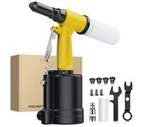 AMTOVL Pneumatic Riveter - 1408KGF Pulling Pneumatic Rivet Gun, Heavy-Duty Air Pop Riveter, Pop Rivet Gun Set with 2.4mm, 3.2mm, 4mm, 4.8mm Capacity Nozzles