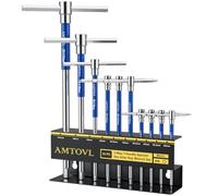 AMTOVL T-Handle Hex Allen Wrench Set - Metric, 10 PC 2-10mm, Sliding Handle | Chrome Vanadium Steel, with Aluminum Alloy Sleeves & Steel Storage Rack, for DIY, Mechanics, and Bicycle Enthusiasts