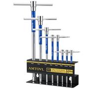 AMTOVL T-Handle Hex Allen Wrench Set - Metric, 8 Pcs 2mm-10mm | 3 Way T-Handle Allen Key Set Sliding Handle, Chrome Vanadium Steel, with Carry Box, for DIY Mechanicsand Bicycle Enthusiasts