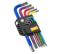 AMTOVL Torx Key Set, 9 PCS Torx Allen Wrench Set, Star Allen Wrench Set, T10-T50 Long Arm Star Key Set, Color Coding CRV and S2 Steel for Vehicle, Bicycle Repairs