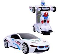 AMTOYS 2-in-1 Transforming Robot Car - Automatic Bump & Go Racing Toy with 3D LED Lights & Music - Interactive Battery Operated Vehicle for Kids - Deforming Action Robot