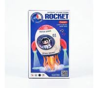 AMTOYS Electric Space Rocket Interactive Toy with Water Sprinkler Function, LED Light, Star Projection, Sounds and Smart Motion (Red)