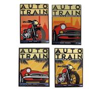Amtrak Auto Train Complete Set of 4 Lapel Pins - Collector Edition 1.5" Enamel Nickel Railroad Pins | Washington DC-Orlando FL Route | Auto & Motorcycle Train Heritage Collectible