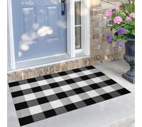 Amtrak Cotton Buffalo Check Rug | 27.5 x 43 Inches | Buffalo Plaid Rug Washable Hand-Woven Outdoor Rugs for Layered Door Mats Porch/Farmhouse/Entryway