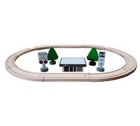 Amtrak Wooden Railway 15 Piece Track, Signs and Train Station Set