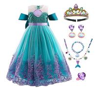 Amtum Mermaid Costume Kids Little Mermaid Ariel Costume With Accessories Princess Mermaid Dress For Girls Fancy Cosplay Party Outfits Halloween Carnival Costumes 4-5 Years,01 Green 110