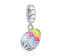 Amuefer Charms for Bracelets Colorful Easter Egg Dangle 925 Sterling Silver Pendant for Necklaces Valentine's Day Birthday Christmas Jewelry Gifts for Women Friends