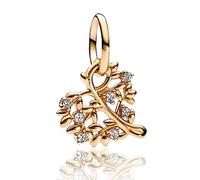 Amuefer Charms for Bracelets Gold Family Tree Heart Dangle 925 Sterling Silver Pendant for Necklaces Valentine's Day Birthday Christmas Jewelry Gifts for Women Friends