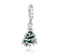 Amuefer Charms for Bracelets Green Christmas Tree Dangle 925 Sterling Silver Pendant for Necklaces Christmas Valentine's Day Birthday Jewelry Gifts for Women Friends