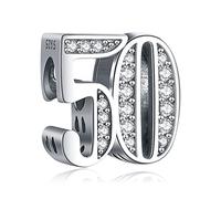 Amuefer Charms for Bracelets Number 50 Dangle 925 Sterling Silver Pendant for Necklaces Birthday Valentine's Day Christmas Jewelry Gifts for Women Friends