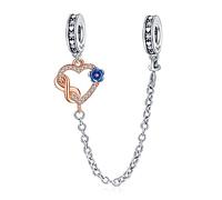Amuefer Heart & Infinity Safety Chains Charms for Bracelets Dangle 925 Sterling Silver Pendant for Necklaces Valentine's Day Birthday Christmas Jewelry Gifts for Women Friends