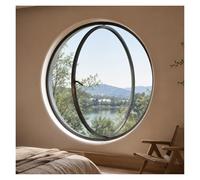 AMUFJJ 16 24 28 32 40 Inch Large Round Pivot Window, Attic/Bedroom/Shed Decorative Porthole Style Window Rotating, Wall Mounted Ventilation Windows With Glass(Black,Dia 2ft/60cm)