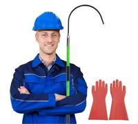AMUFJJ 3.3ft/ 4.9ft/ 6.6ft/ 9.8ft Professional Insulated Rescue Hook, Electrical Safety Emergency Life-saving Pole Stick with Gloves for Construction Sites/Power Station(200cm/78.7in/6.6ft)