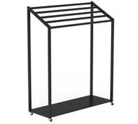 AMUFJJ Movable Yoga Mat Rack with Caster Wheels, Yoga Mat Towl Organizer with a Base for Yoga Studio Home Gym, Small Exercise Mat Drying Towel Floor Stand Storage(Black,85cmx40cmx120cm)