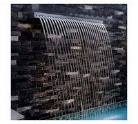 AMUFJJ Wall-mounted Recessed Water Descent Waterfall Outlet, 6ft/ 5ft/ 4ft/ 3ft/ 2ft Stainless Steel Water Feature Drop Box with Pipe Connector for Rockeries/Patio/Pond(5.6ft (170.7cm))