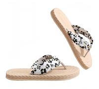 Amugagatop Womens Floral Pattern Slippers Grass Weave Non Slip Durable Lightweight Indoor Beach Slippers Fashion Casual, white, 6.5 UK