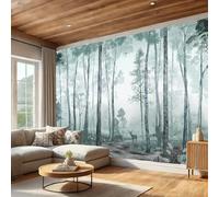 AMUGISH Grey Retro Forest Wallpaper Natural Scenery Wall Mural for Bedroom Living Room (118''W*91''H Non-Woven)