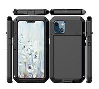 Amulent Case For iPhone 13 Mini Metal Case Black Heavy Duty Gorilla High Impact Shockproof Tough Protective Armor Defender Dustproof Comfortable Durable Mobile Phone Cover For iPhone 13 Mini