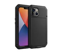 Amulent Case For iPhone 14 Metal Case Black Heavy Duty High Impact Shockproof Gorilla Cover Tough Protective Armor Defender Comfortable and Durable Mobile Phone Cover For iPhone 14