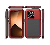 Amulent Case For iPhone 14 Pro Max Metal Case Red Heavy Duty High Impact Shockproof Gorilla Cover Tough Protective Armor Defender Comfortable and Durable Mobile Phone Cover For iPhone 14 Pro Max