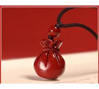 Amulet Money Bag Charm Pendant Necklace Natural Cinnabar Pendant Purple Gold Sand Money Bag Fortune Bag Pendant Jade Necklace Pendant for Women Attract Wealth Good Luck
